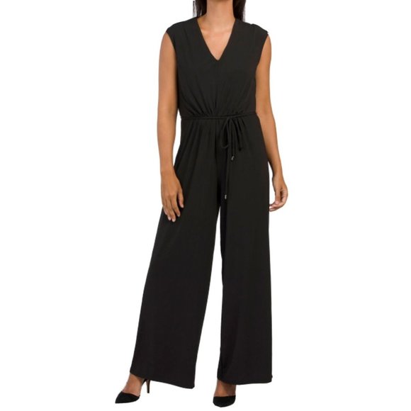 Catherine Malandrino Pants - Catherine Malandrino Women's Medium Wide Leg Jumpsuit V Neck Sleeveless Black
